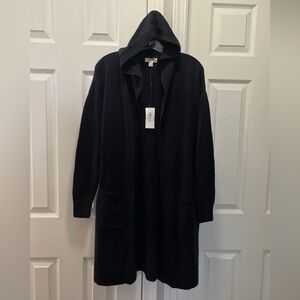 Style & Co black hooded cardigan open front with pockets  SIZE PETITE SMALL